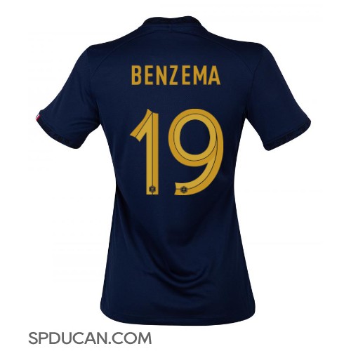 Zenski Nogometni Dres Francuska Karim Benzema #19 Domaci SP 2022 Kratak Rukav